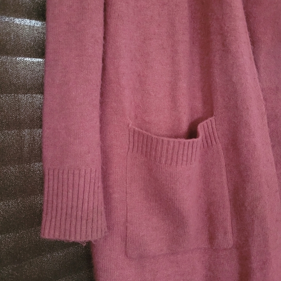 Pink long open sweater with pockets - Picture 3 of 4
